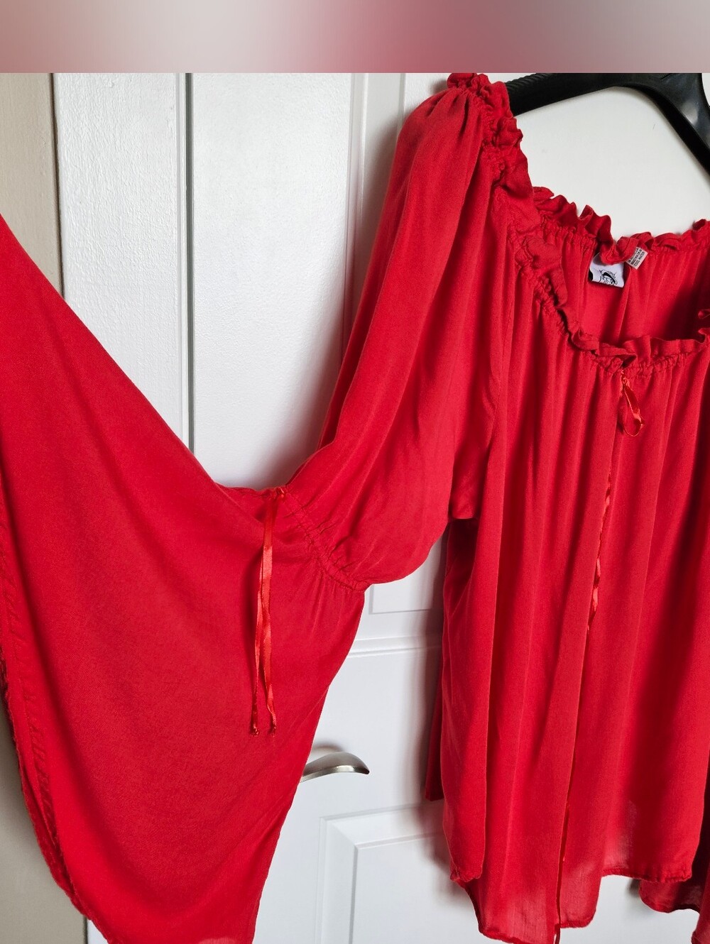 Women's Plus Size 2/3X Costume Peasant Blouse with Bell Sleeves